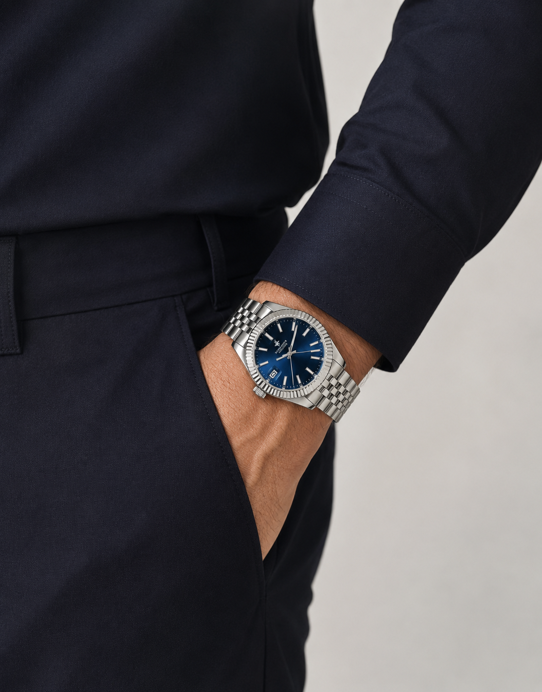 Beverly Hills Polo Club – Silver Blue Dial Date Watch